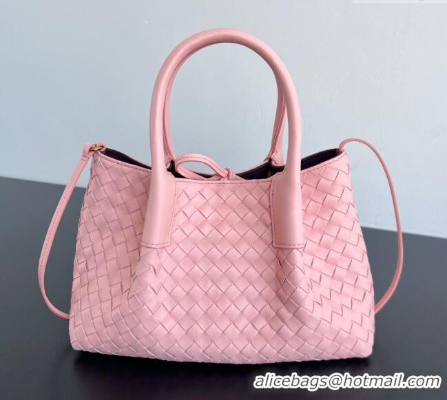 New Cheap Bottega Veneta Small Pinacoteca Tote Bag in Intrecciato Leather 819004 Rose Pink 2025