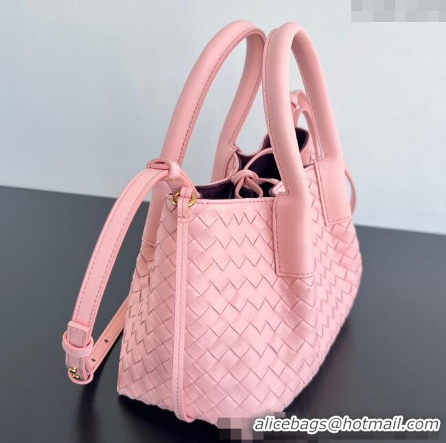 New Cheap Bottega Veneta Small Pinacoteca Tote Bag in Intrecciato Leather 819004 Rose Pink 2025