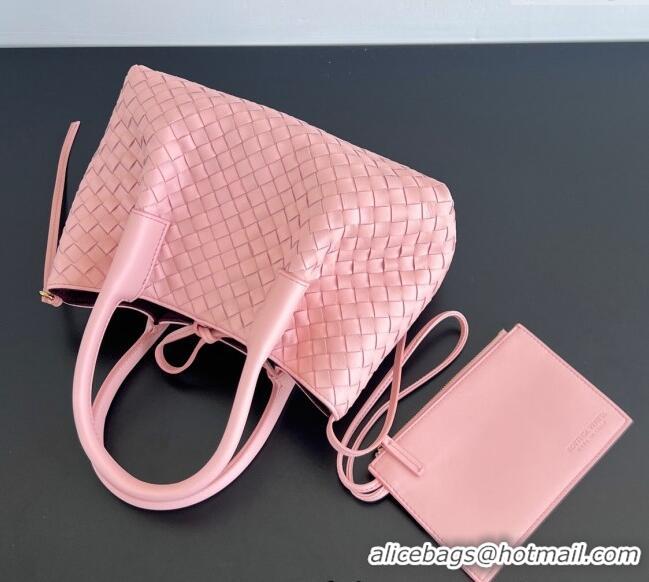 New Cheap Bottega Veneta Small Pinacoteca Tote Bag in Intrecciato Leather 819004 Rose Pink 2025