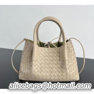 New Stylish Bottega Veneta Small Pinacoteca Tote Bag in Intrecciato Leather 819004 Ecru Beige 2025