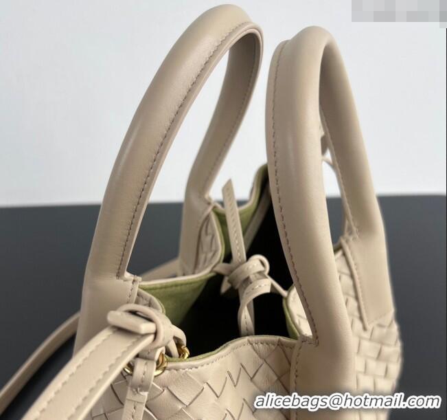 New Stylish Bottega Veneta Small Pinacoteca Tote Bag in Intrecciato Leather 819004 Ecru Beige 2025