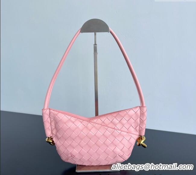 Best Quality Bottega Veneta Mini Solstice Shoulder Bag in Intrecciato Leather 796378 Rose Pink 2025