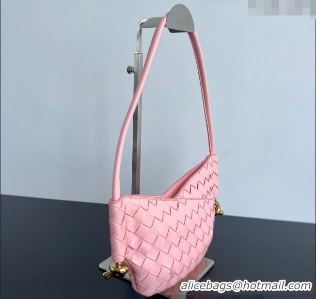 Best Quality Bottega Veneta Mini Solstice Shoulder Bag in Intrecciato Leather 796378 Rose Pink 2025