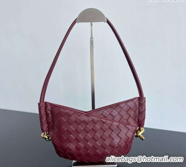 Unique Discount Bottega Veneta Mini Solstice Shoulder Bag in Intrecciato Leather 796378 Barolo Red 2025