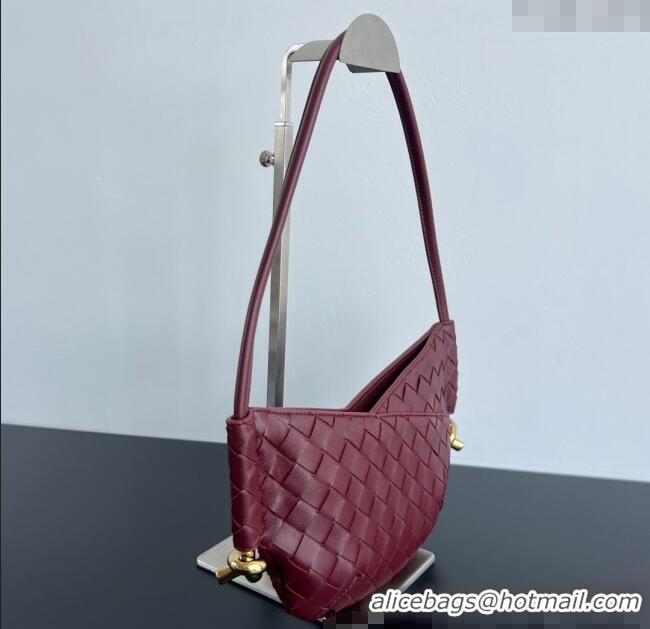 Unique Discount Bottega Veneta Mini Solstice Shoulder Bag in Intrecciato Leather 796378 Barolo Red 2025