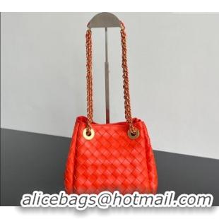 Spot Grade Bottega Veneta Small Parachute Chain Bag in Intrecciato Leather 817175 Red 2025