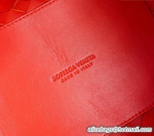 Spot Grade Bottega Veneta Small Parachute Chain Bag in Intrecciato Leather 817175 Red 2025