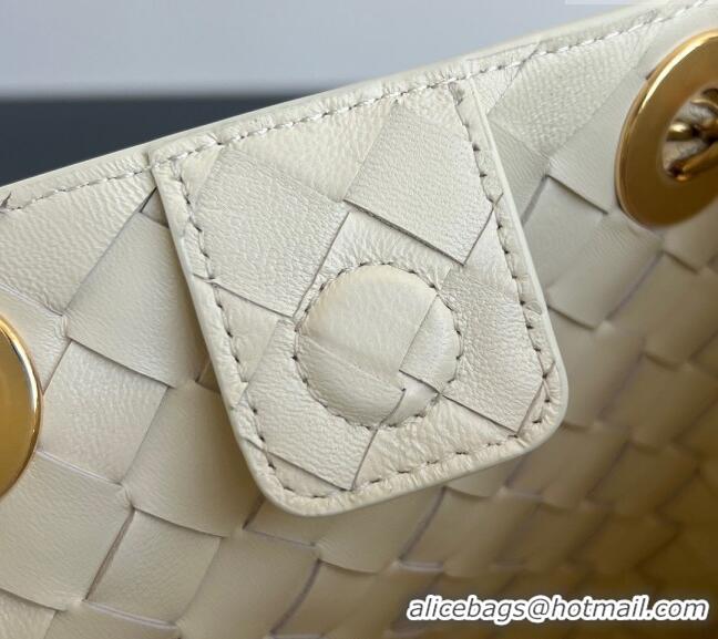Famous Brand Bottega Veneta Small Parachute Chain Bag in Intrecciato Leather 817175 Sea Salt 2025