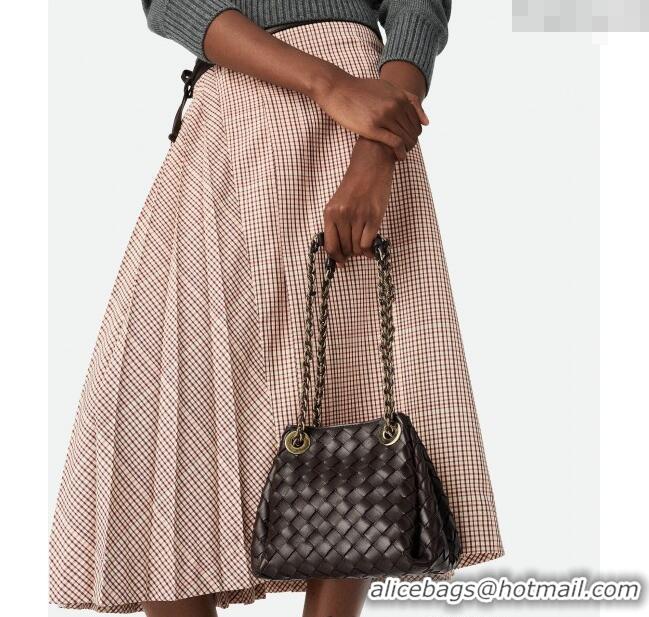 Famous Brand Bottega Veneta Small Parachute Chain Bag in Intrecciato Leather 817175 Sea Salt 2025