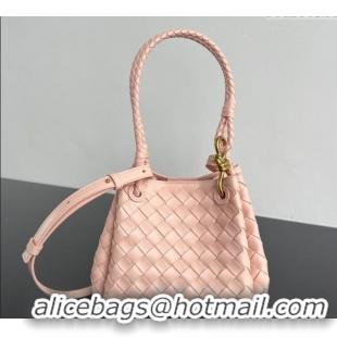 Famous Brand Bottega Veneta Small Parachute Shoulder Bag in Intrecciato Leather 796569 Lotus pink 2025