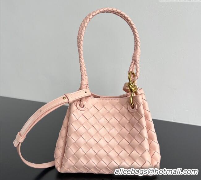 Famous Brand Bottega Veneta Small Parachute Shoulder Bag in Intrecciato Leather 796569 Lotus pink 2025