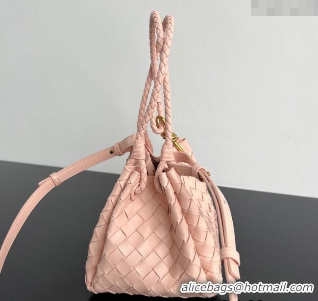 Famous Brand Bottega Veneta Small Parachute Shoulder Bag in Intrecciato Leather 796569 Lotus pink 2025