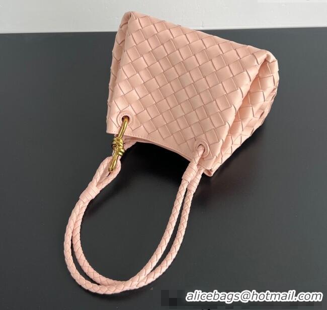 Famous Brand Bottega Veneta Small Parachute Shoulder Bag in Intrecciato Leather 796569 Lotus pink 2025