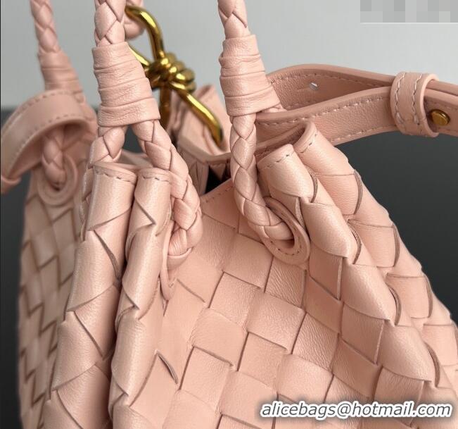 Famous Brand Bottega Veneta Small Parachute Shoulder Bag in Intrecciato Leather 796569 Lotus pink 2025
