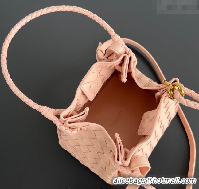 Famous Brand Bottega Veneta Small Parachute Shoulder Bag in Intrecciato Leather 796569 Lotus pink 2025