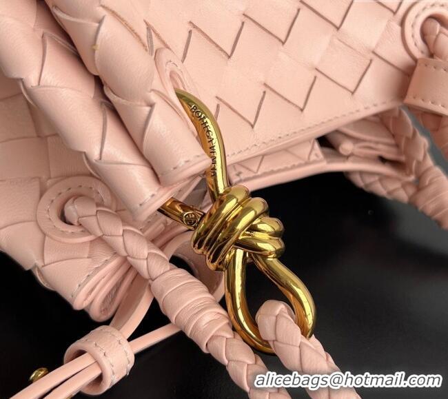 Famous Brand Bottega Veneta Small Parachute Shoulder Bag in Intrecciato Leather 796569 Lotus pink 2025