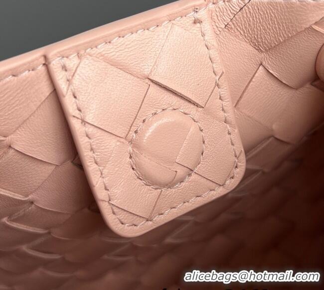 Famous Brand Bottega Veneta Small Parachute Shoulder Bag in Intrecciato Leather 796569 Lotus pink 2025