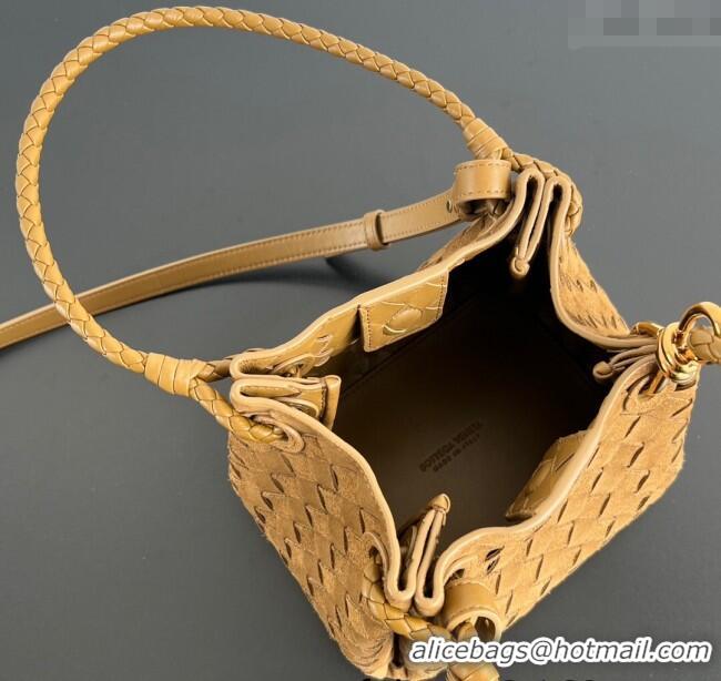 Top Quality Bottega Veneta Small Parachute Shoulder Bag in Intrecciato Suede 796569 Brown 2025