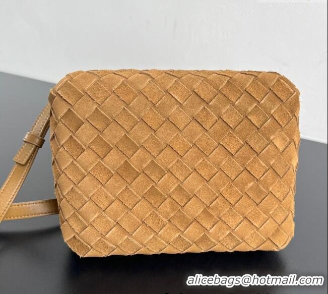 Top Quality Bottega Veneta Small Parachute Shoulder Bag in Intrecciato Suede 796569 Brown 2025