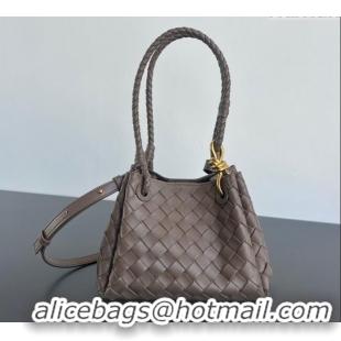 Top Design Bottega Veneta Small Parachute Shoulder Bag in Intrecciato Leather 796569 Grey 2025