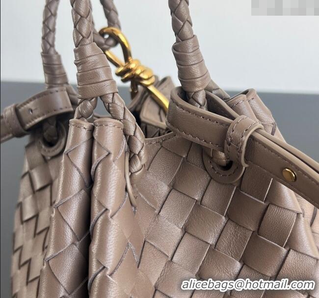 Top Design Bottega Veneta Small Parachute Shoulder Bag in Intrecciato Leather 796569 Grey 2025