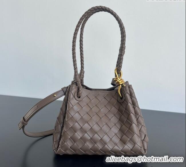 Top Design Bottega Veneta Small Parachute Shoulder Bag in Intrecciato Leather 796569 Grey 2025