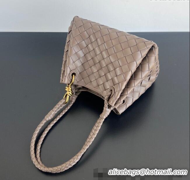 Top Design Bottega Veneta Small Parachute Shoulder Bag in Intrecciato Leather 796569 Grey 2025