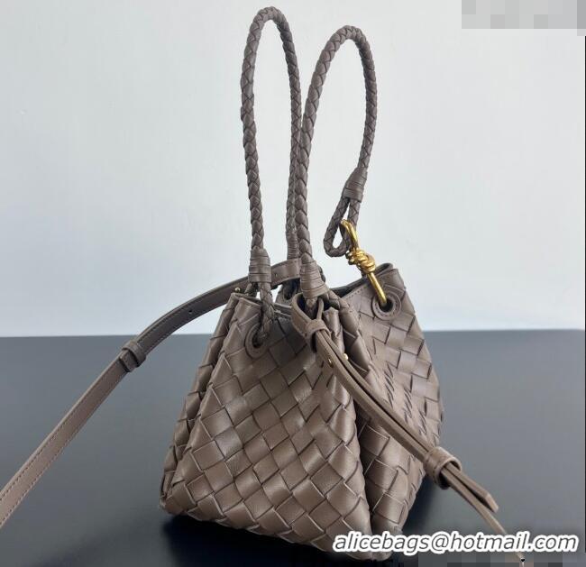 Top Design Bottega Veneta Small Parachute Shoulder Bag in Intrecciato Leather 796569 Grey 2025