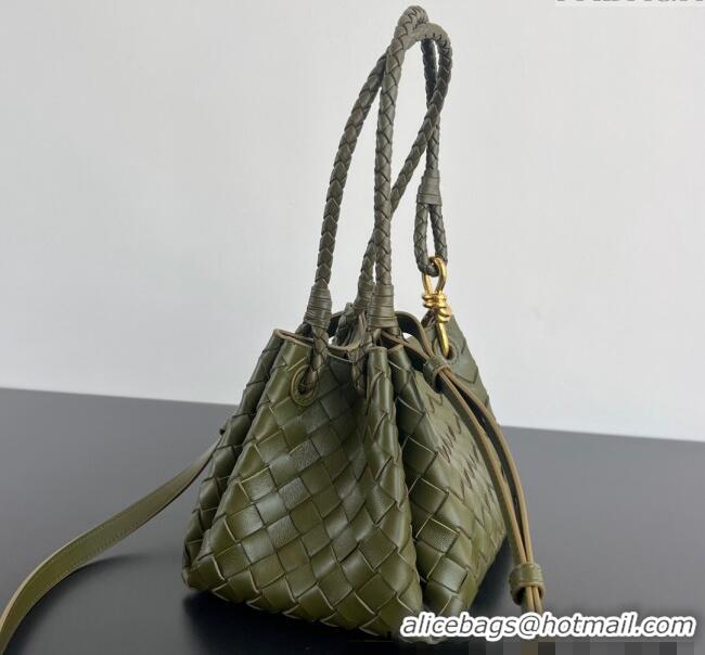 Grade Quality Bottega Veneta Small Parachute Shoulder Bag in Intrecciato Leather 796569 Khaki Green 2025