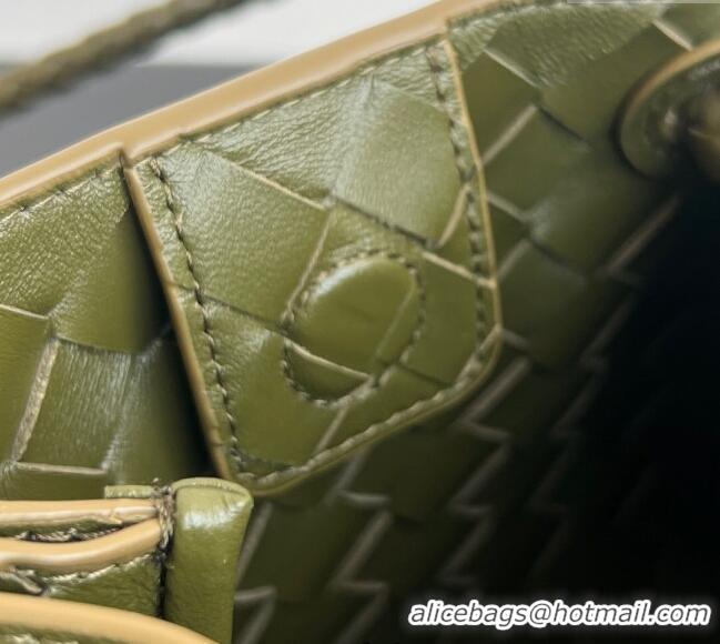 Grade Quality Bottega Veneta Small Parachute Shoulder Bag in Intrecciato Leather 796569 Khaki Green 2025