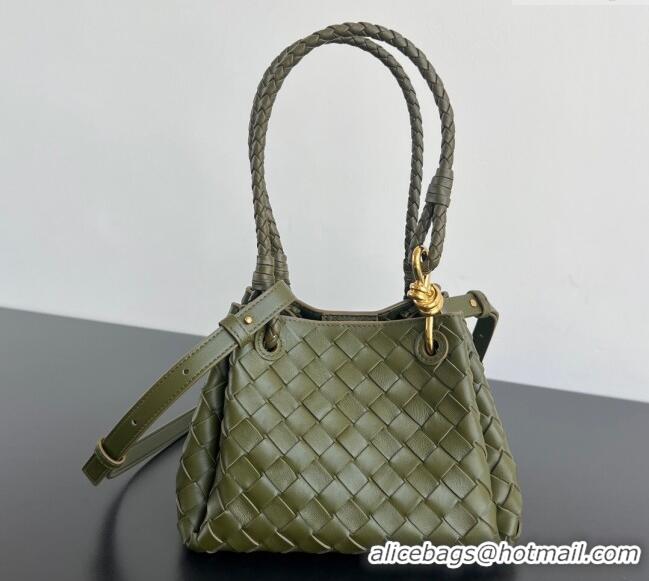 Grade Quality Bottega Veneta Small Parachute Shoulder Bag in Intrecciato Leather 796569 Khaki Green 2025