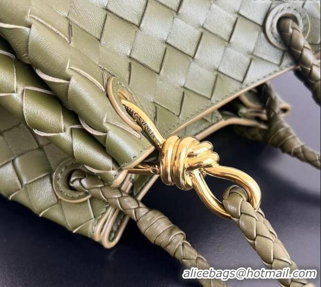 Grade Quality Bottega Veneta Small Parachute Shoulder Bag in Intrecciato Leather 796569 Khaki Green 2025
