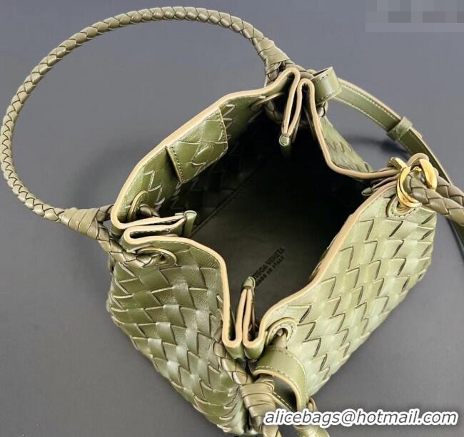 Grade Quality Bottega Veneta Small Parachute Shoulder Bag in Intrecciato Leather 796569 Khaki Green 2025