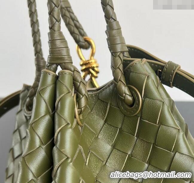 Grade Quality Bottega Veneta Small Parachute Shoulder Bag in Intrecciato Leather 796569 Khaki Green 2025