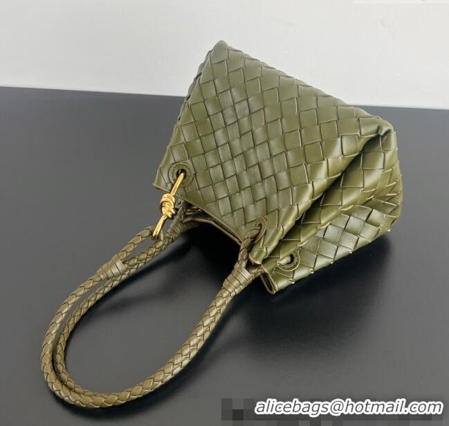 Grade Quality Bottega Veneta Small Parachute Shoulder Bag in Intrecciato Leather 796569 Khaki Green 2025