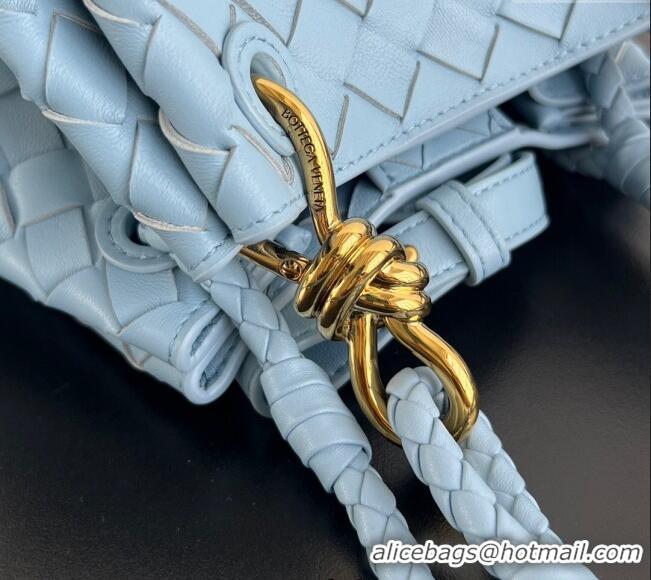 Top Grade Bottega Veneta Small Parachute Shoulder Bag in Intrecciato Leather 796569 Ice Blue 2025
