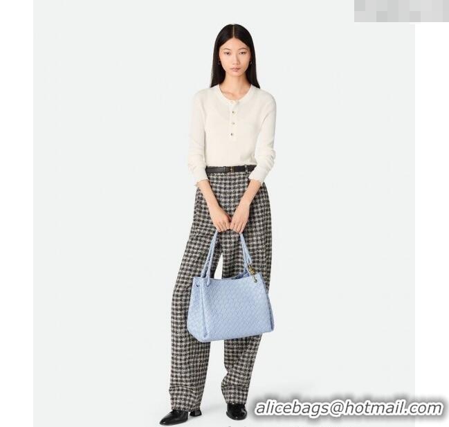 New Fashion Bottega Veneta Large Parachute Shoulder Bag in Intrecciato Leather 796571 Ice Blue 2025