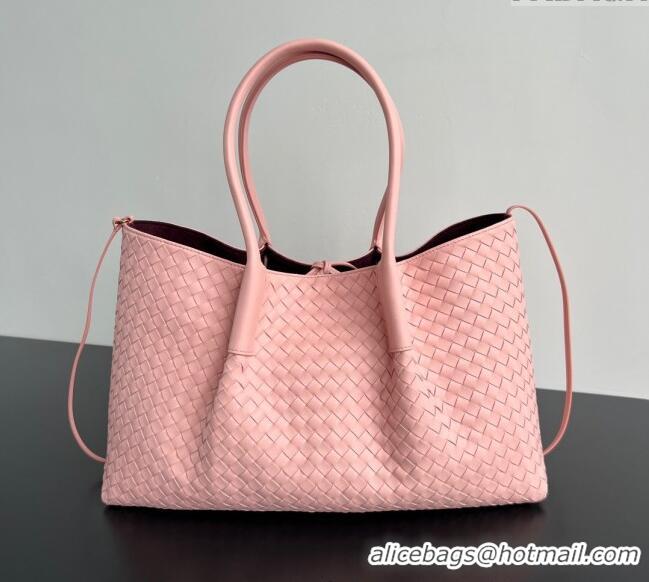 Best Price Bottega Veneta Medium Pinacoteca Tote Bag in Intrecciato Leather 817166 Rose Pink 2025