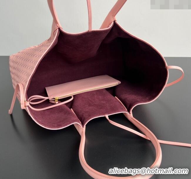Best Price Bottega Veneta Medium Pinacoteca Tote Bag in Intrecciato Leather 817166 Rose Pink 2025