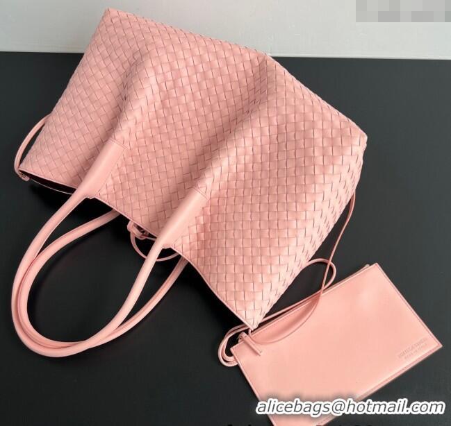 Best Price Bottega Veneta Medium Pinacoteca Tote Bag in Intrecciato Leather 817166 Rose Pink 2025