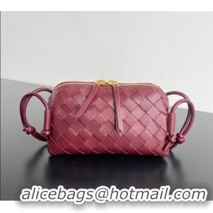 Buy Discount Bottega Veneta Intrecciato Leather Concert Pouch Mini bag 794258 Sapele Red 2025