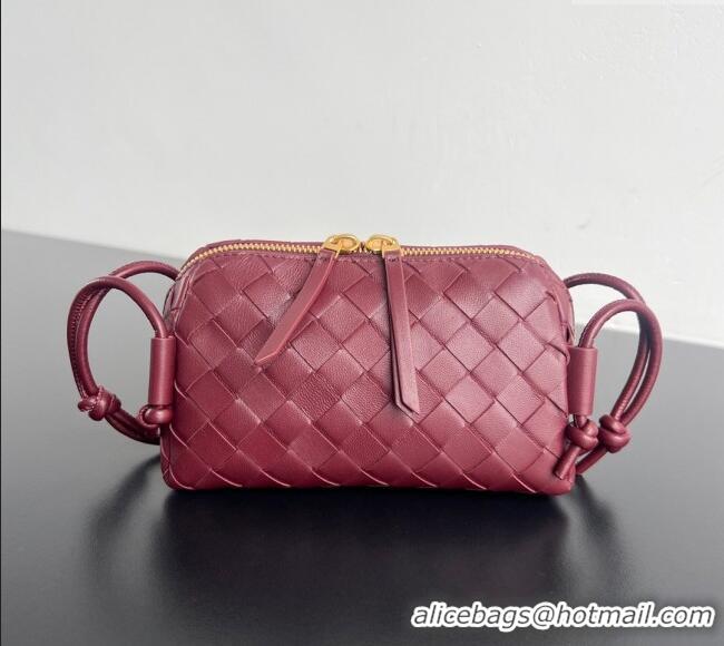 Buy Discount Bottega Veneta Intrecciato Leather Concert Pouch Mini bag 794258 Sapele Red 2025