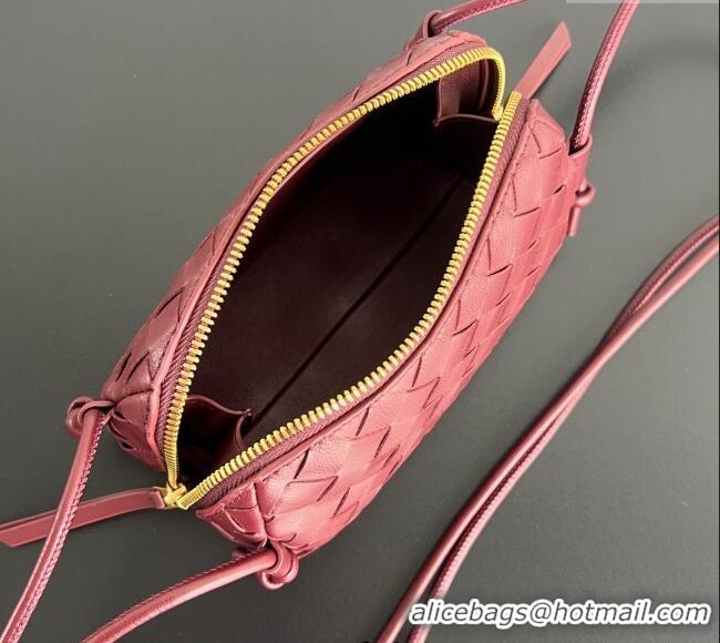 Buy Discount Bottega Veneta Intrecciato Leather Concert Pouch Mini bag 794258 Sapele Red 2025