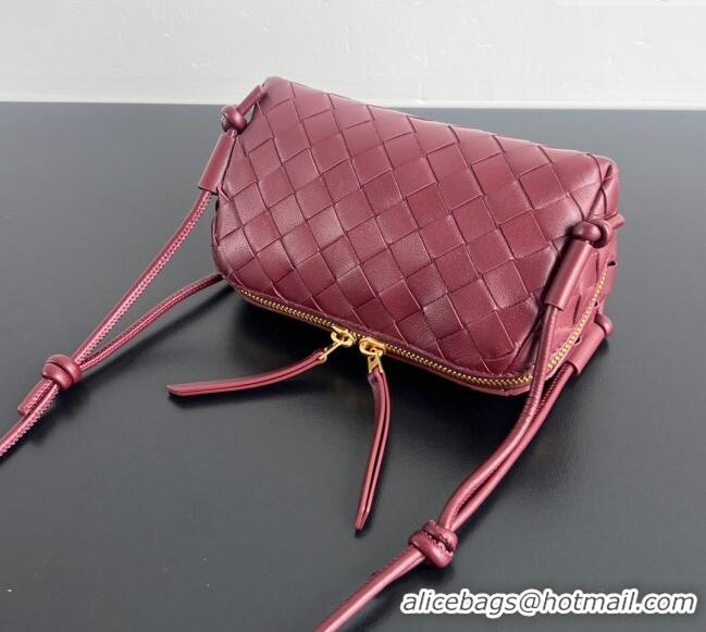 Buy Discount Bottega Veneta Intrecciato Leather Concert Pouch Mini bag 794258 Sapele Red 2025