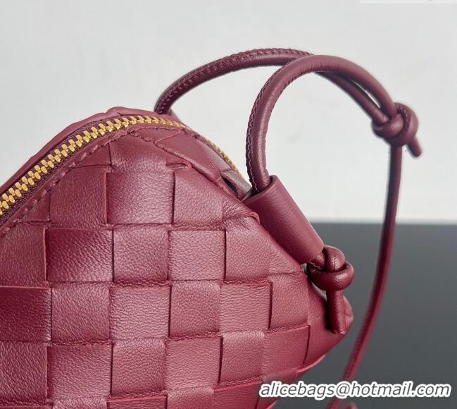 Buy Discount Bottega Veneta Intrecciato Leather Concert Pouch Mini bag 794258 Sapele Red 2025