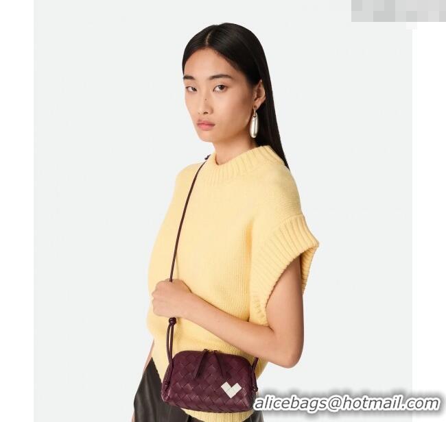 Well Crafted Bottega Veneta Heart Intrecciato Leather Concert Pouch Mini bag 794258 Sapele Red 2025