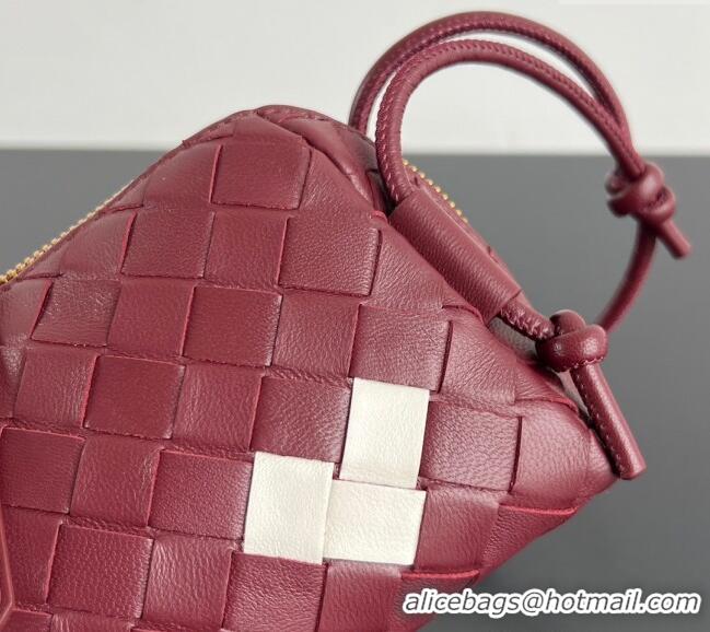 Well Crafted Bottega Veneta Heart Intrecciato Leather Concert Pouch Mini bag 794258 Sapele Red 2025