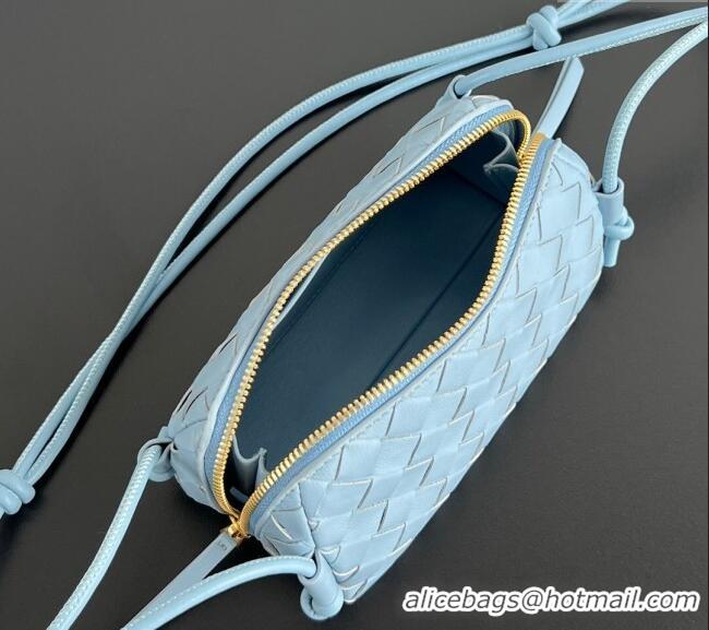 Promotional Bottega Veneta Intrecciato Leather Concert Pouch Mini bag 794258 Ice Blue 2025