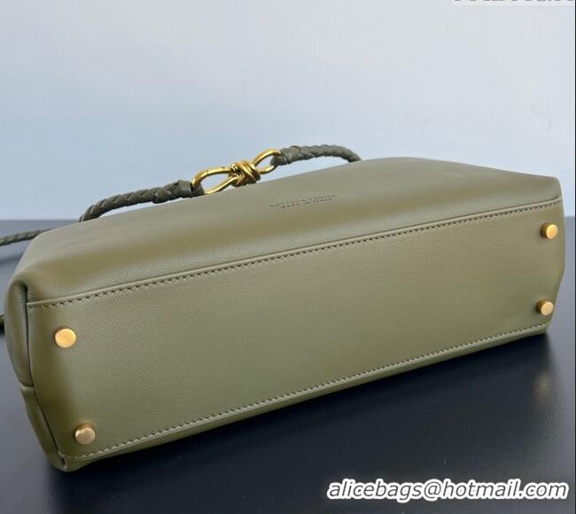 Best Grade Bottega Veneta Medium Andiamo Top Handle Bag in Calfskin Leather 810214 Green 2025