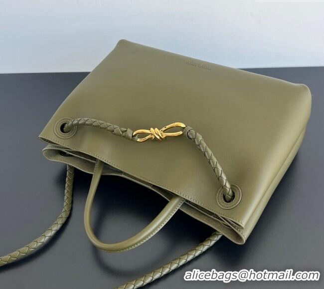 Best Grade Bottega Veneta Medium Andiamo Top Handle Bag in Calfskin Leather 810214 Green 2025